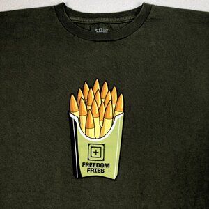 5.11 Tactical T-Shirt Mens M Military Green Freedom Fries 100% Cotton Bullet USA